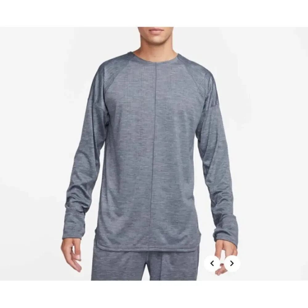Nike Yoga Men's Cool Grey Heather Dri-FIT Crew Top Size L